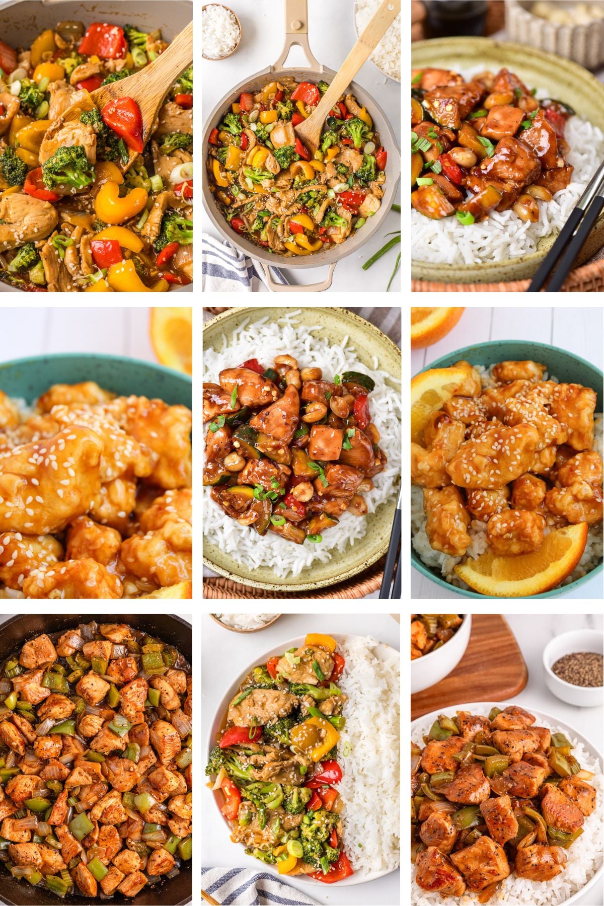 Photo collage with stir fry recipes.