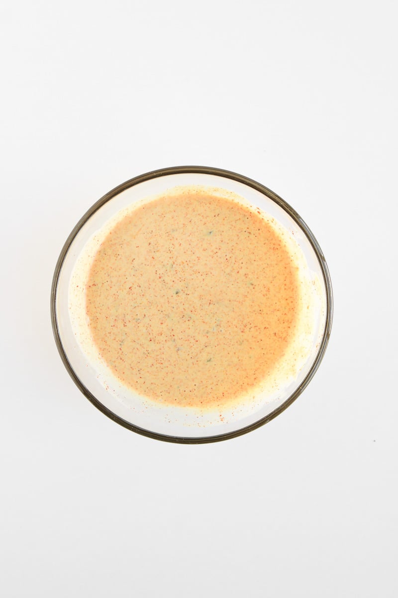 Big mac sauce in glass bowl.