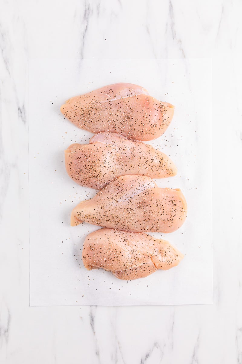 Seasoned chicken on board.