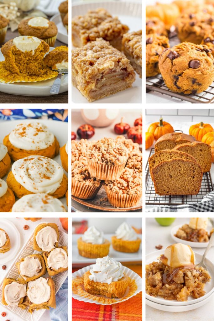 Photo collage with fall baking recipes.