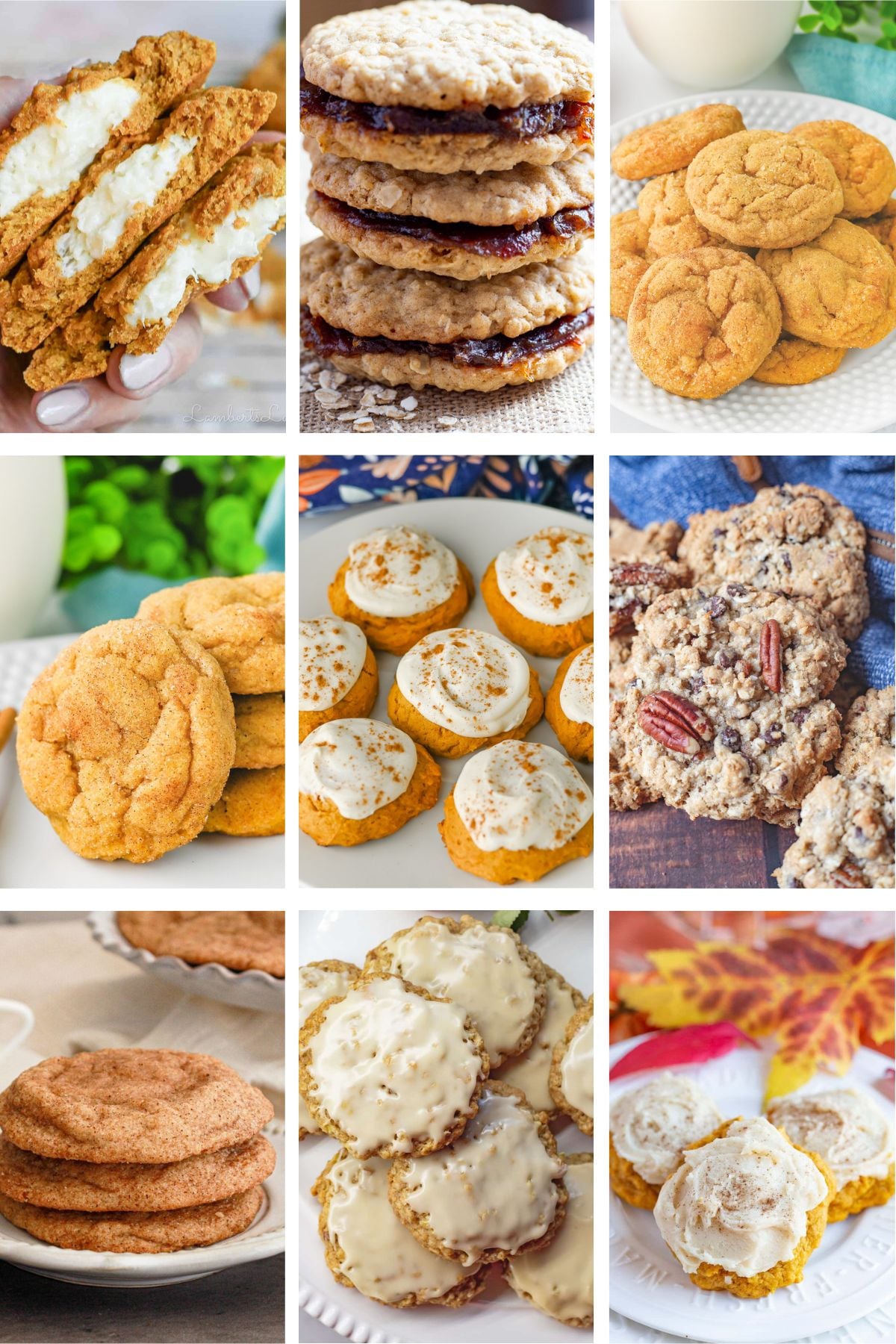 Photo collage with fall cookie recipes.