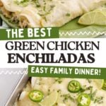 Green chicken enchiladas photo collage with text overlay.