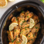 Lemon pepper chicken wings in crockpot.