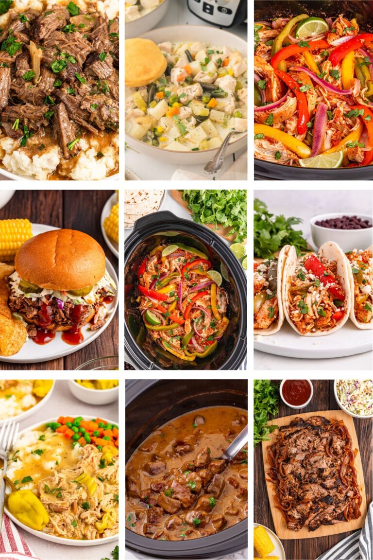 Fall crockpot recipes photo collage.