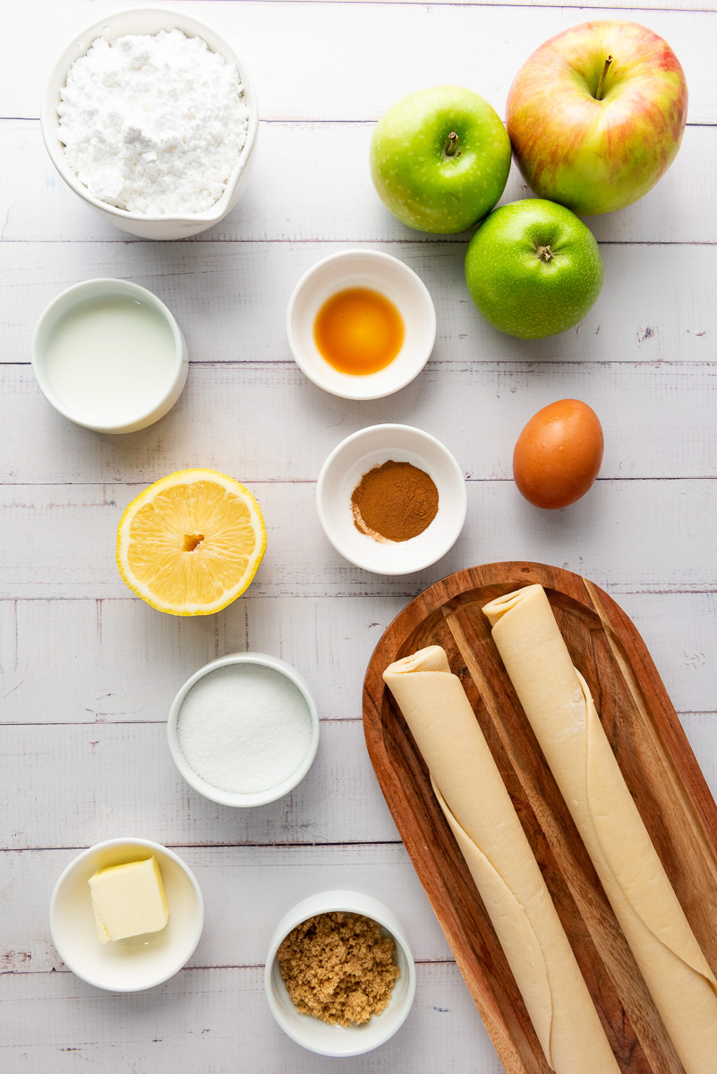 Ingredients for apple hand pies.