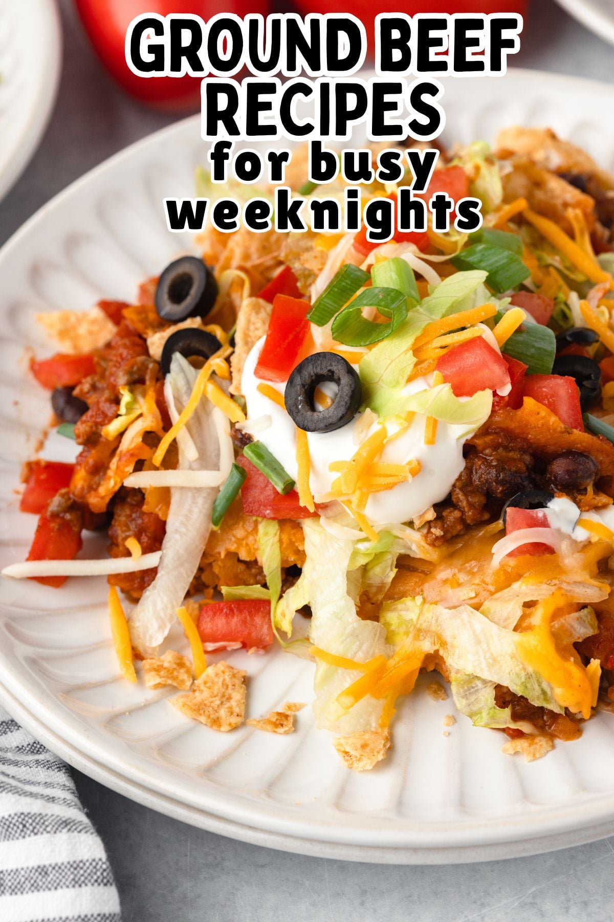 Taco casserole served on a plate.