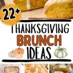 Photo collage with Thanksgiving brunch recipes.