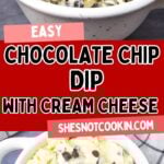 Chocolate chip dip with cream cheese.