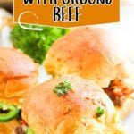 Cowboy sliders with ground beef served on a plate.