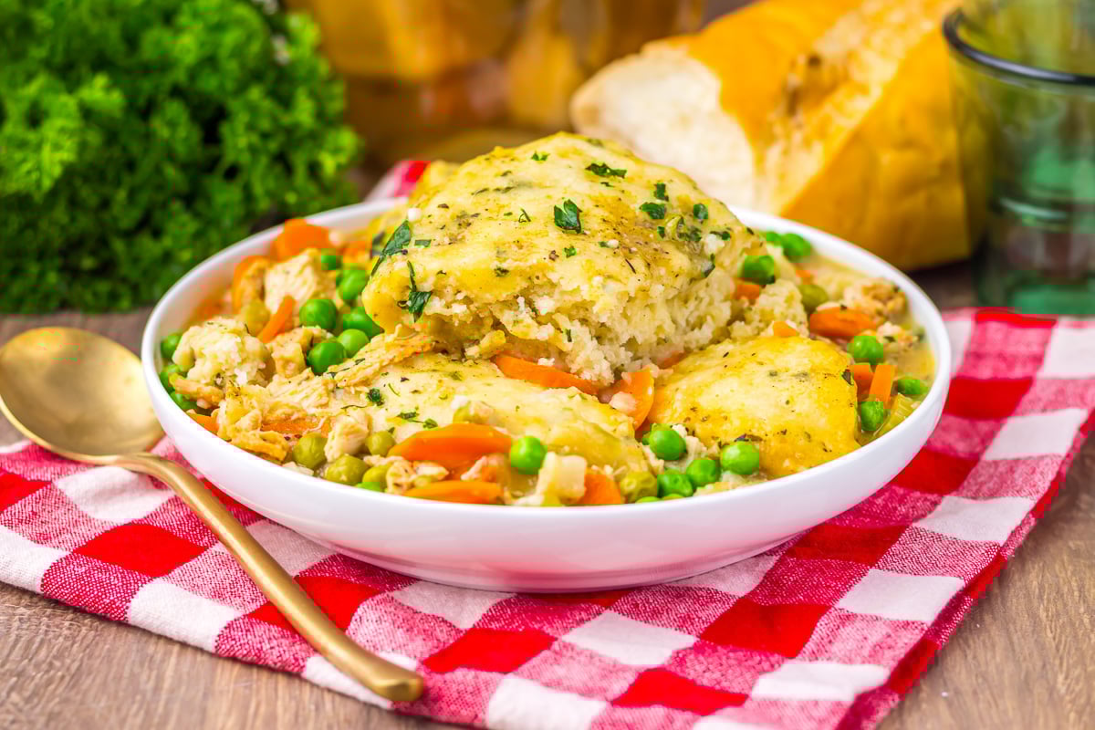 Leftover turkey casserole served on a white plate.