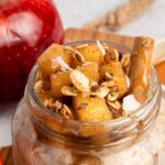 Apple pie overnight oats in jar.