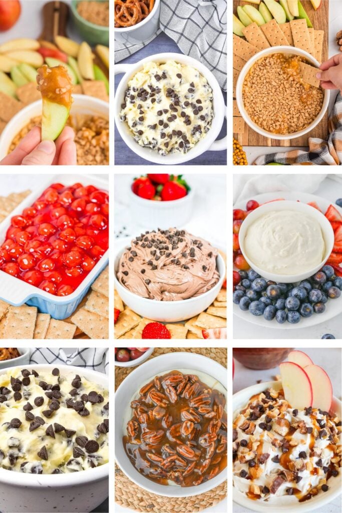 Photo collage with dessert dips.