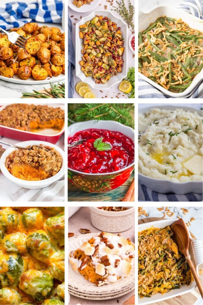 Photo collage with Thankgiving side dish recipes.