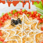 Halloween taco dip in a pie plate.