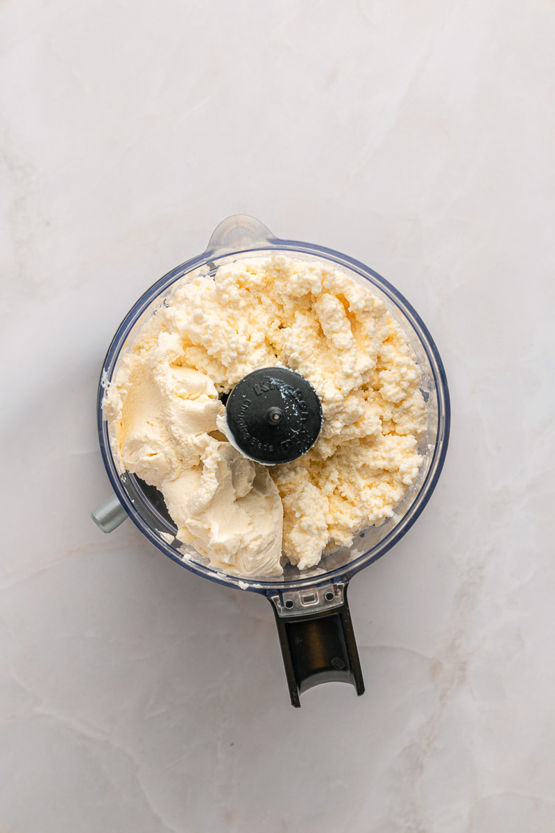 Cottage cheese in food processer.