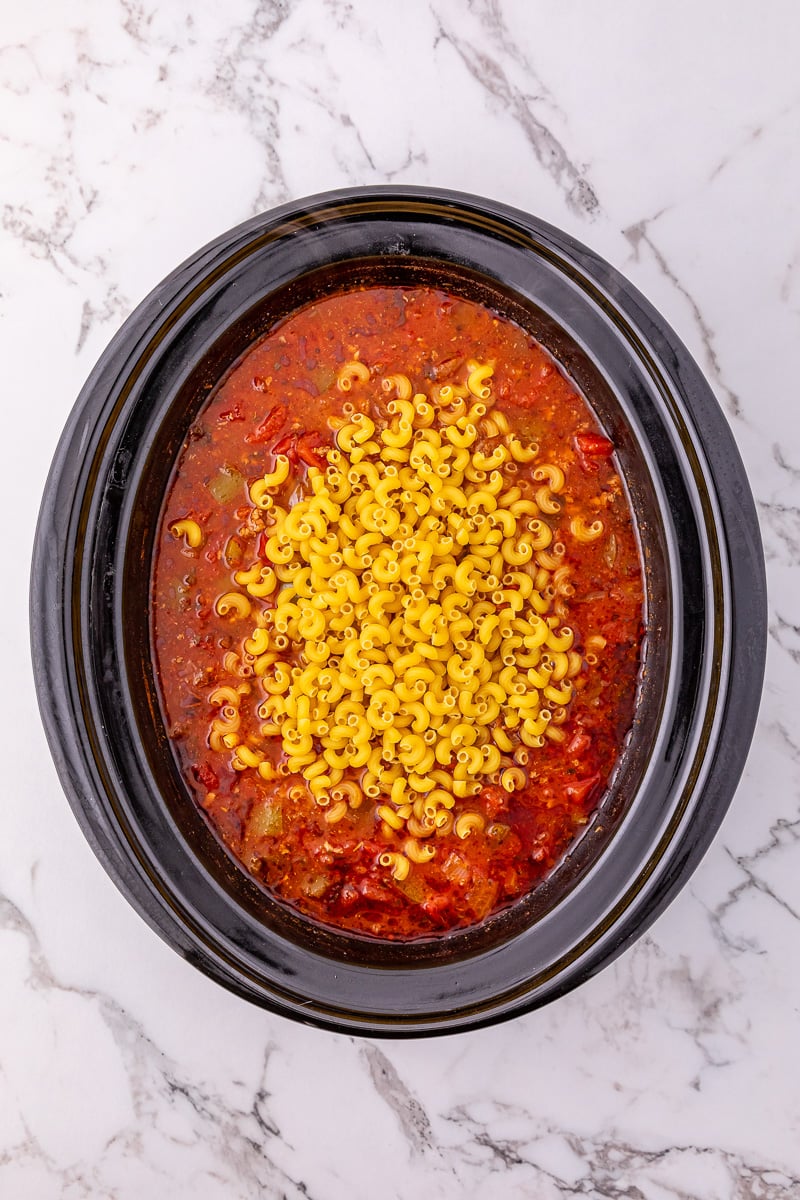 Noodles are adde to crockpot.