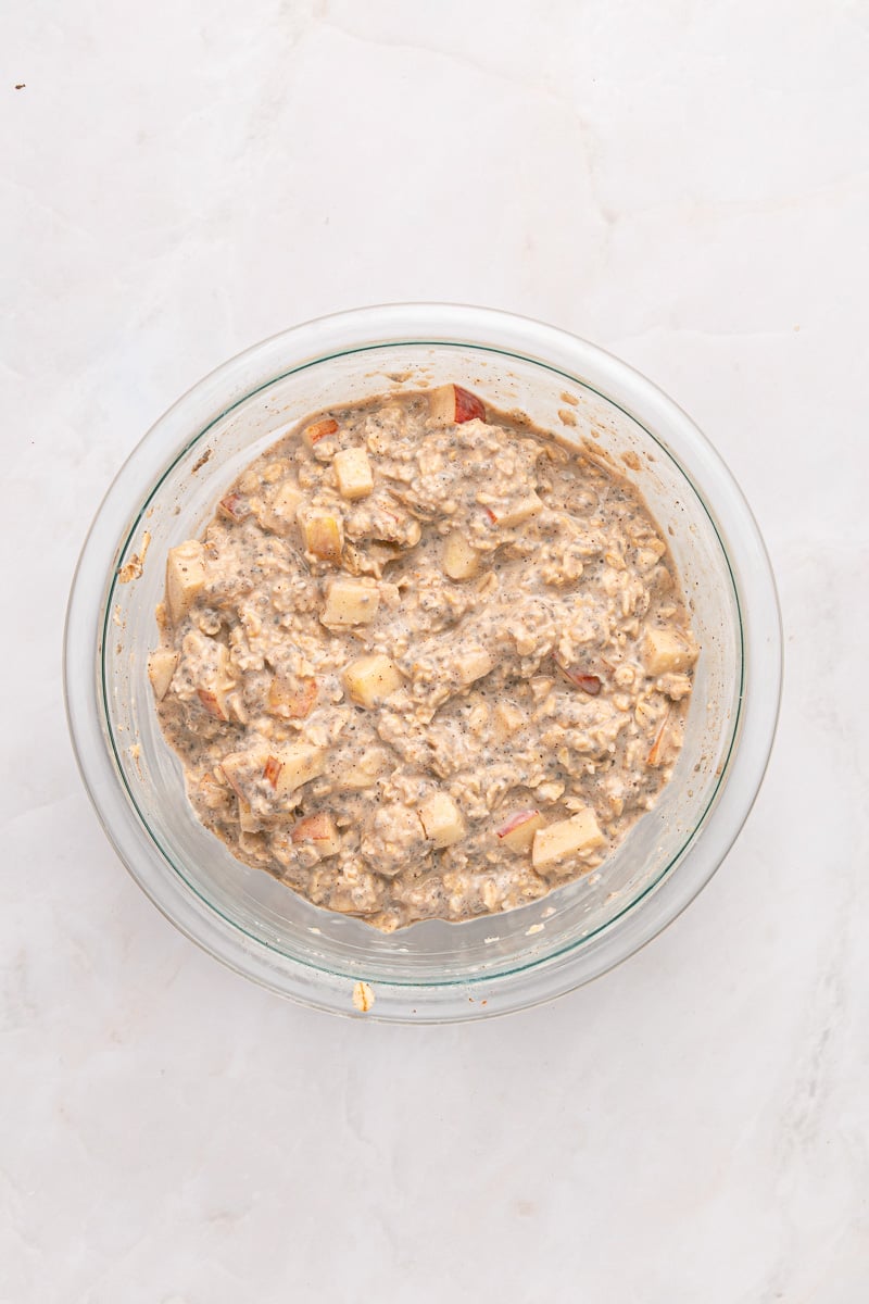 Oat mixture in bowl.