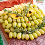 Grinch charcuterie board ready to be served.