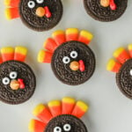 Finished plate of Oreo turkey cookies.
