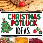 Photo collage of Christmas potluck recipes.