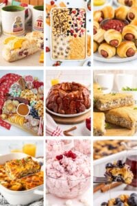 Photo collage with Christmas brunch recipes.