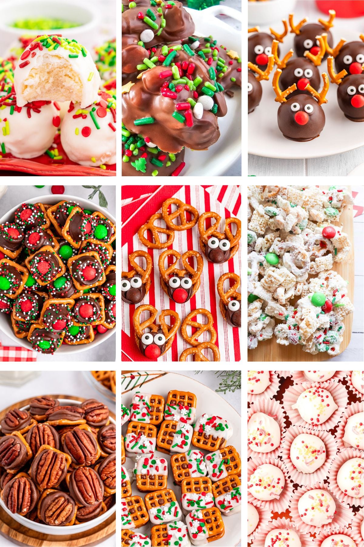Photo collage with Christmas candy recipes.