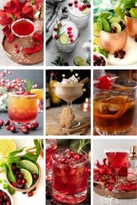 Photo collage with christmas cocktail recipes.