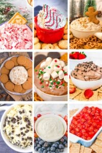 Photo collage with Christmas dessert dips.