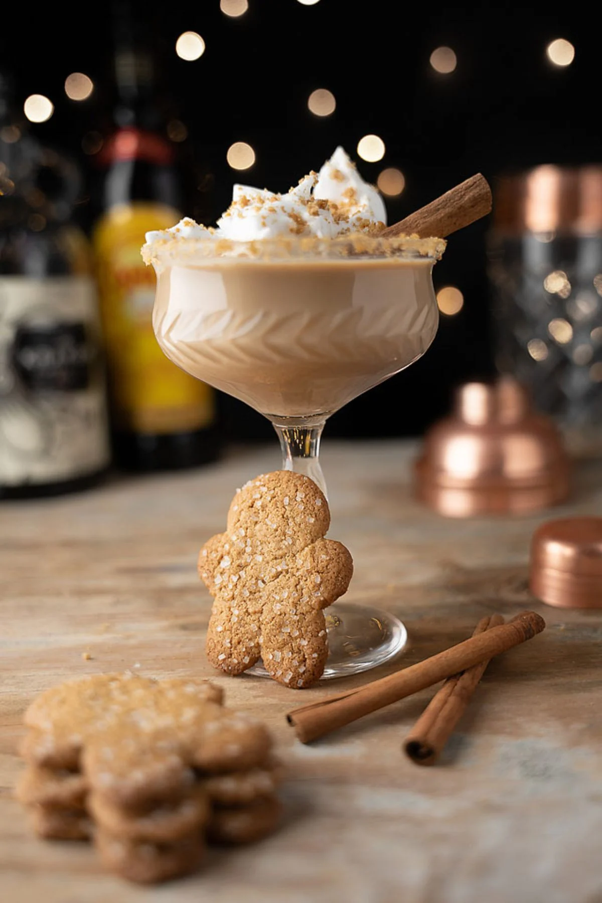 Gingerbread latte cocktail in glass.