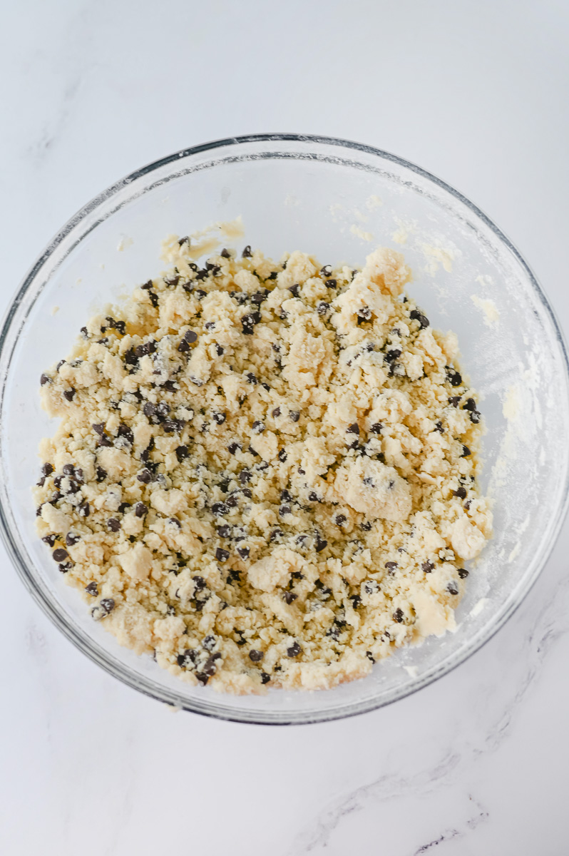 Chocolate chips in a bowl.