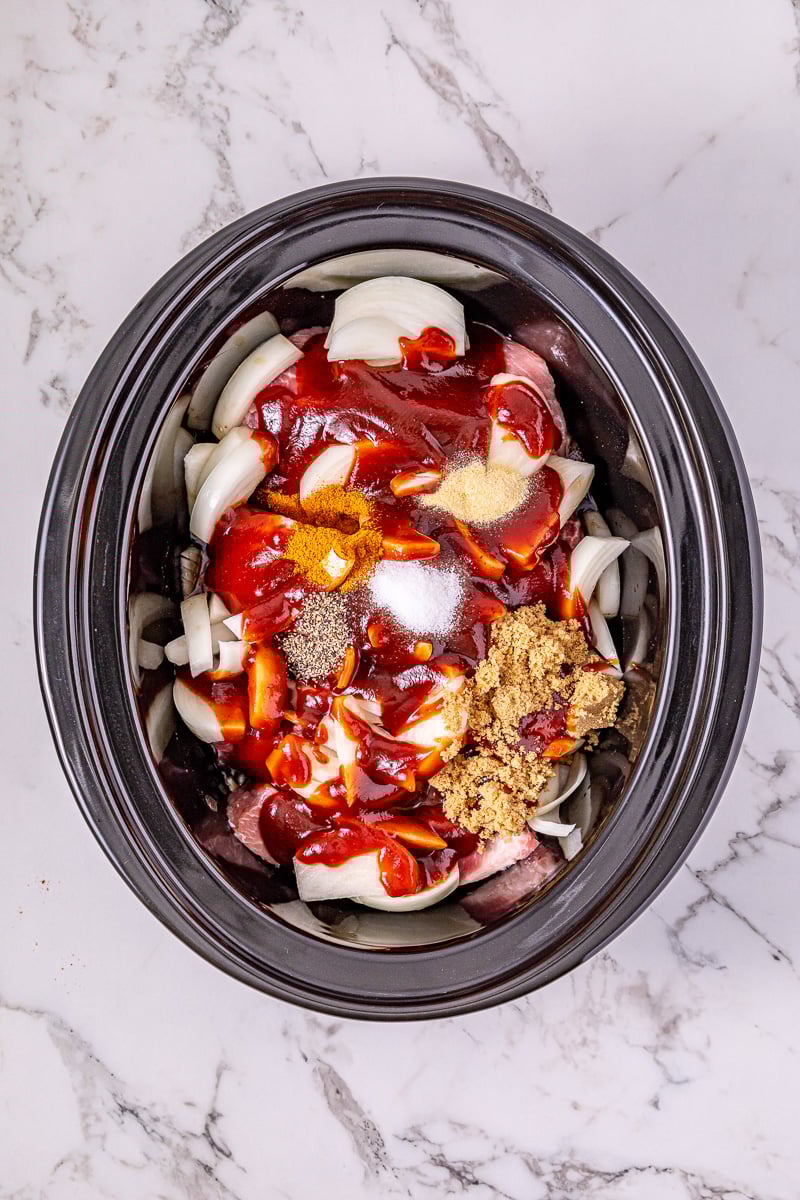 Remaining ingredients are adde to the crockpot.