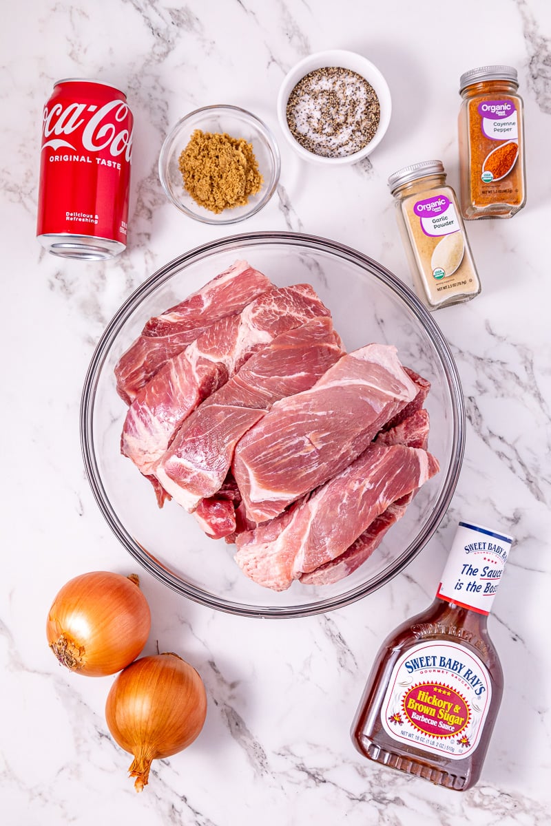 Ingredients for pork ribs recipe laid out on counter in preparation for the recipe.