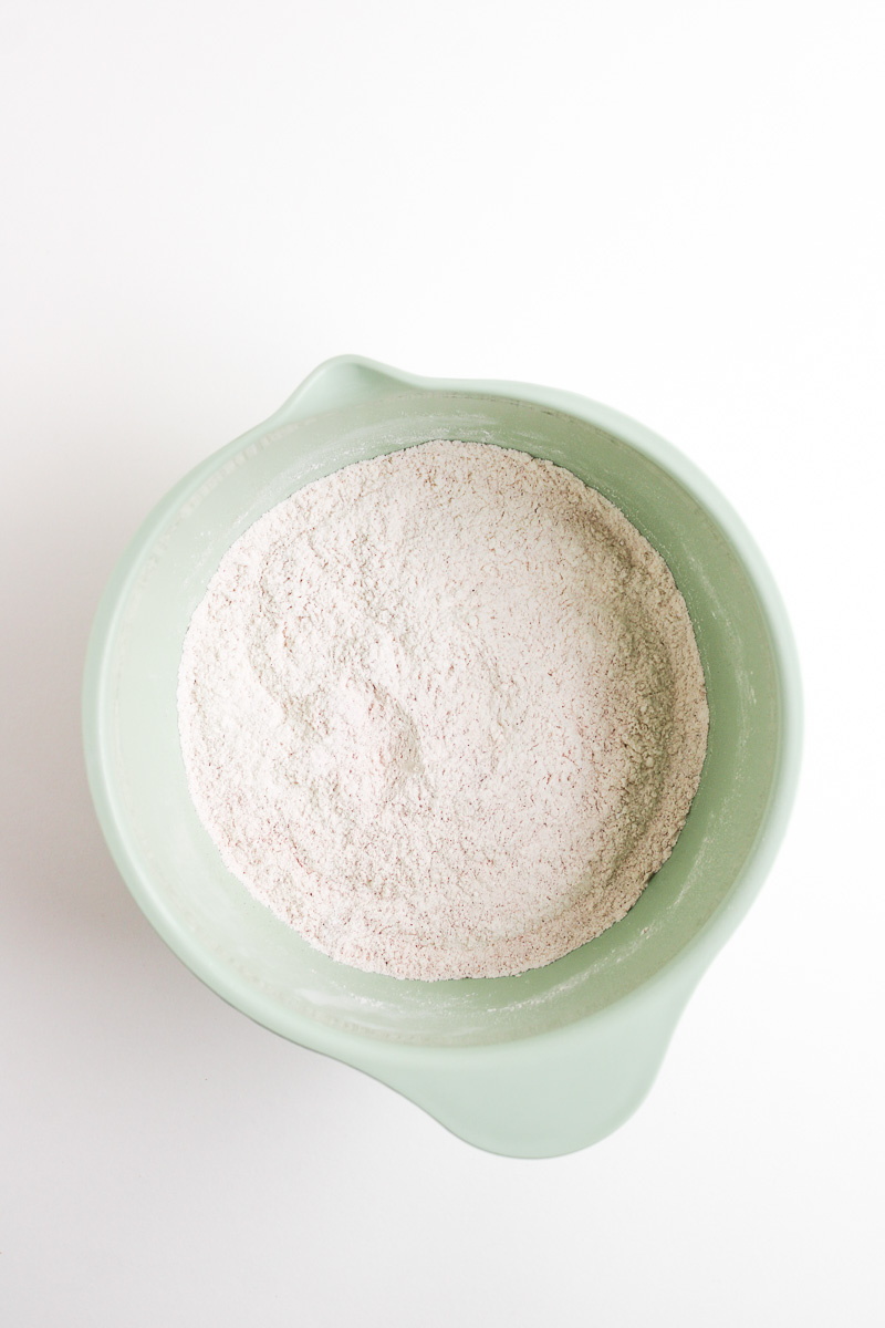 Dry ingrdients in mixing bowl.