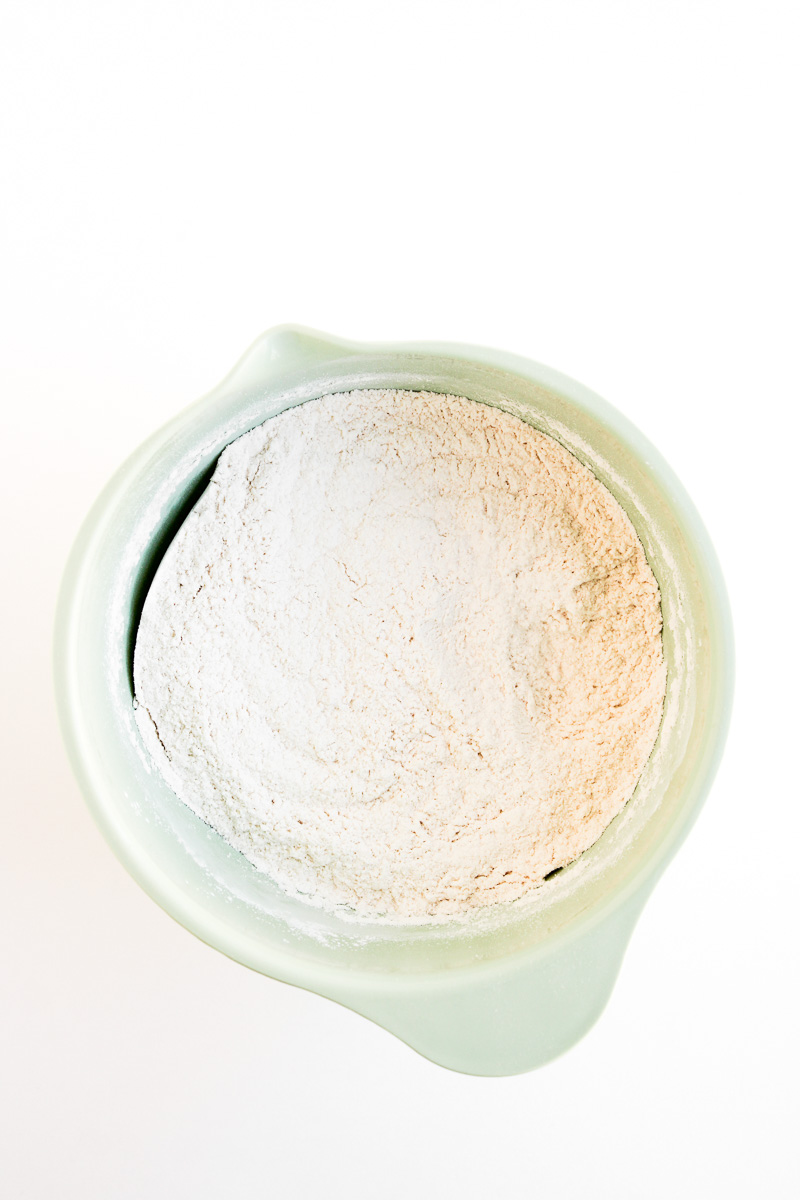 Dry ingredients in mixing bowl.