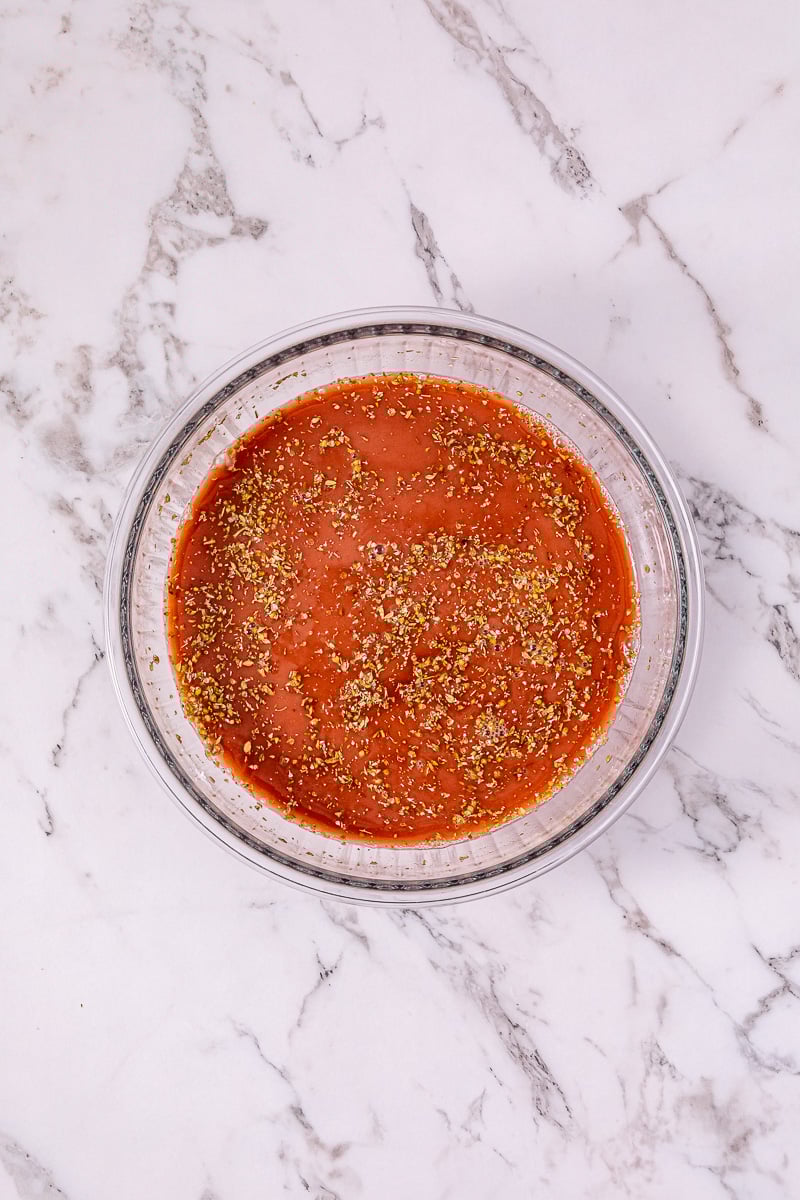 Remaining ingredients are whisked in bowl.