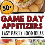 Photo collage with game day appetizers.