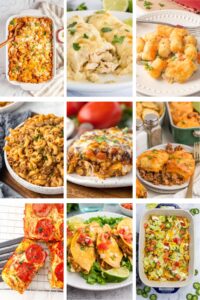 Photo collage with easy dinner recipes.
