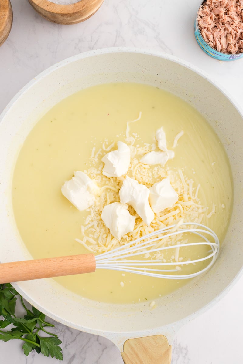 Sauce mixture in skillet.