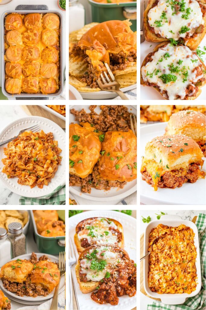 Photo collage with sloppy joe recipes.