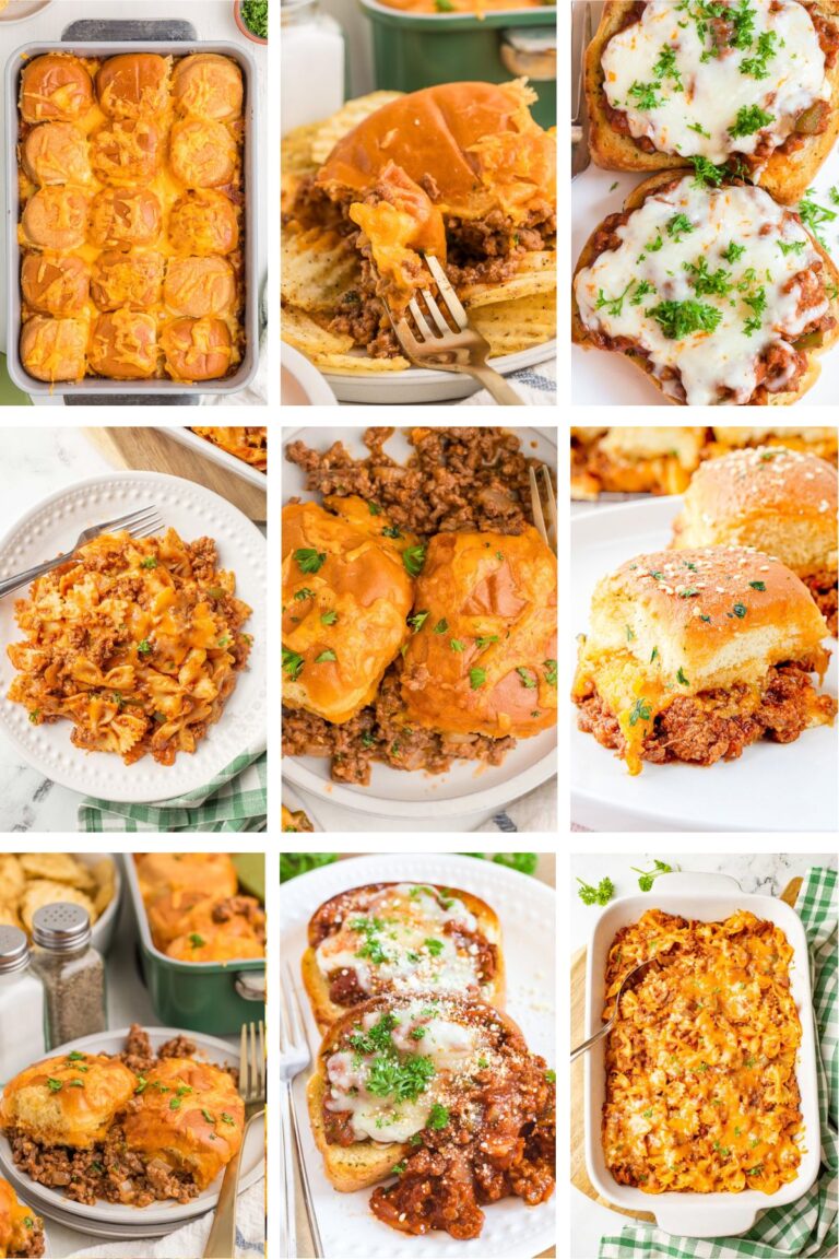 Photo collage with sloppy joe recipes.