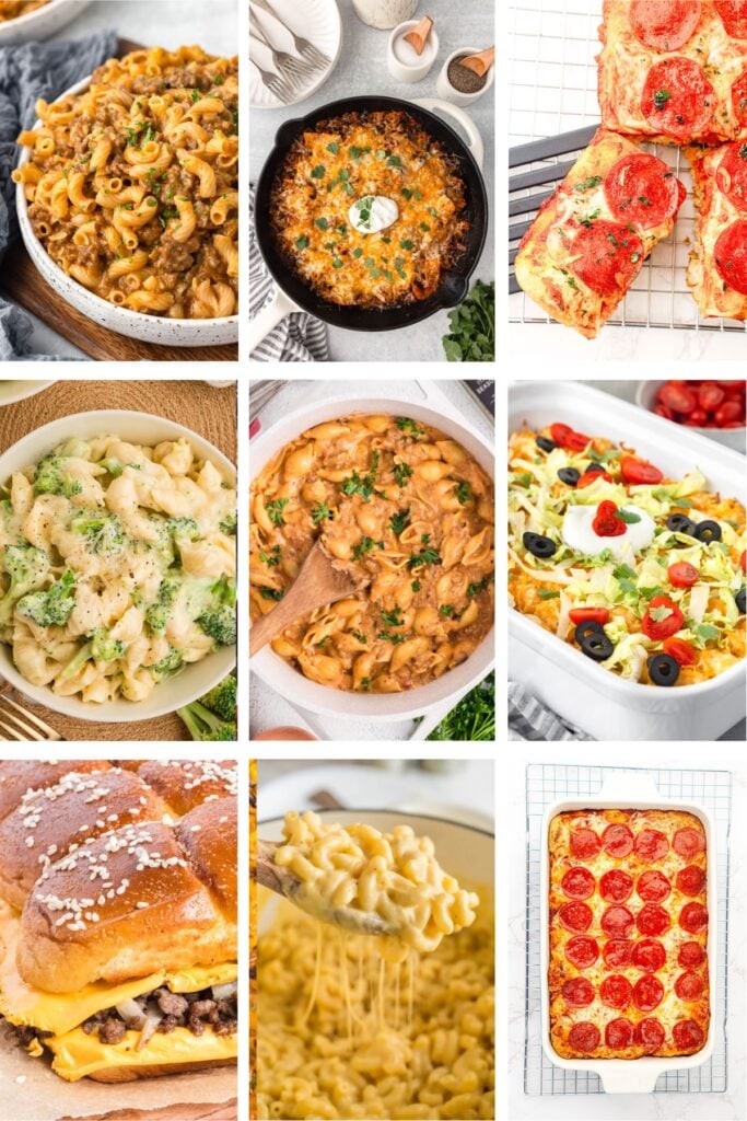 Photo collage with easy dinner ideas.