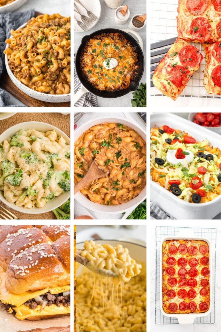 Photo collage with easy dinner ideas.