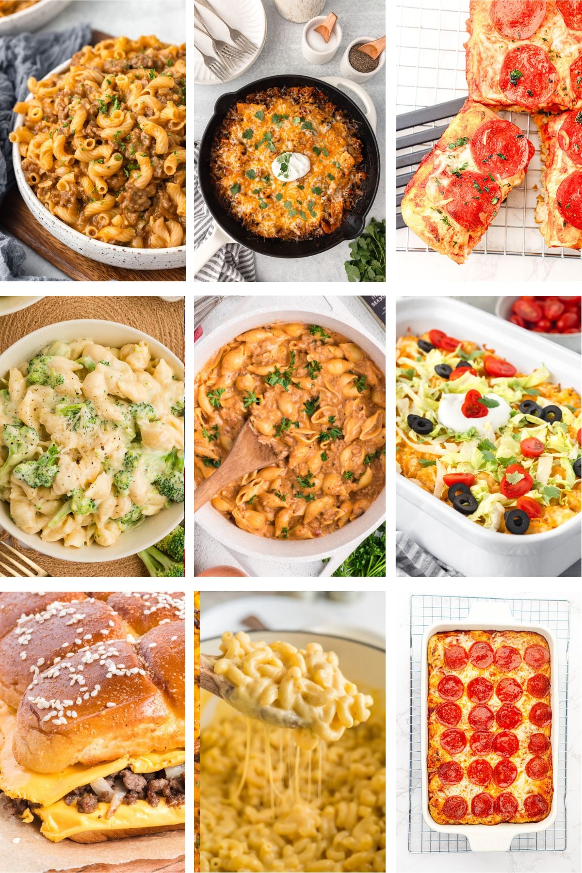 Photo collage with quick dinner ideas.