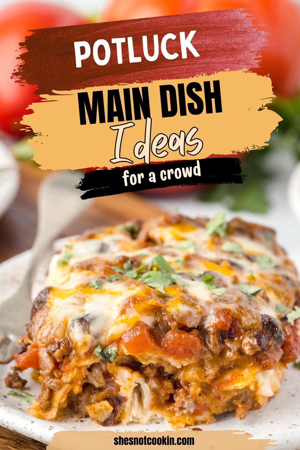 Beef enchilada casserole with corn tortillas served on a plate.