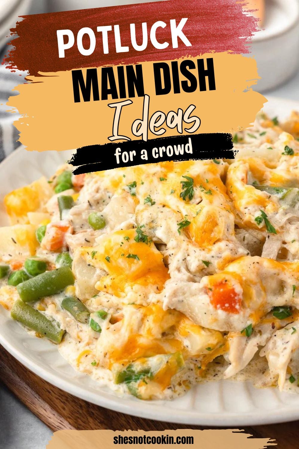 Chicken & potato casserole served on a plate.