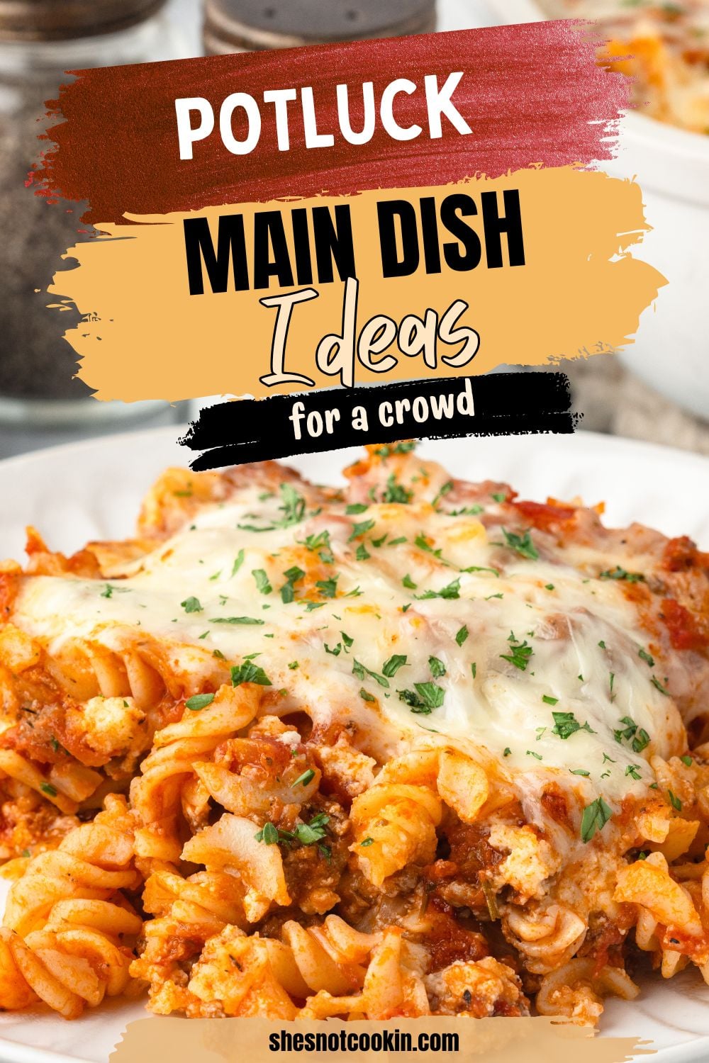 Lazy lasagna casserole for a potluck served on a plate.