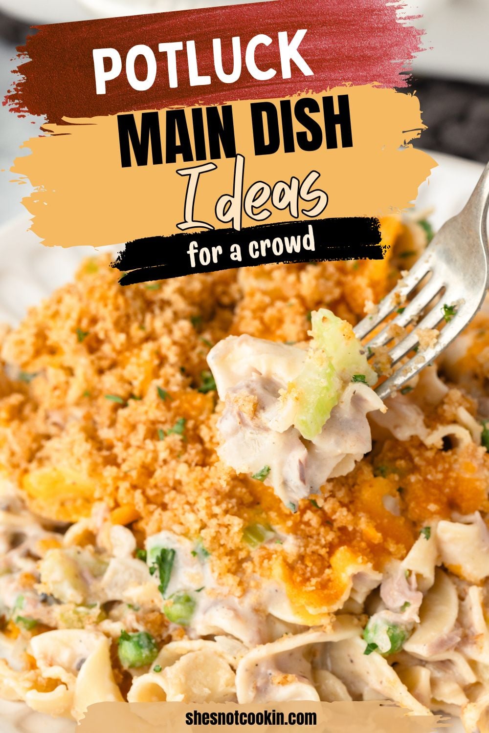Tuna casserole served on a plate.
