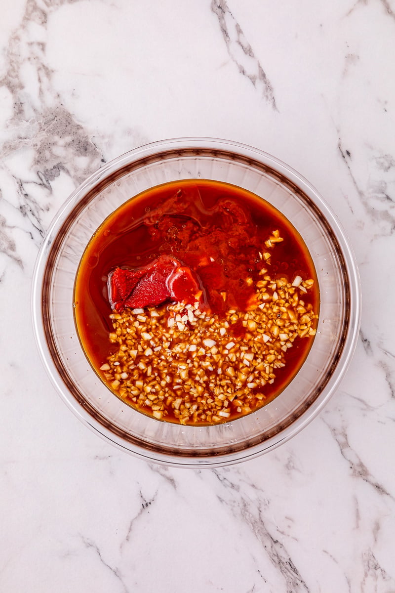 Sauce ingredients in mixing bowl.