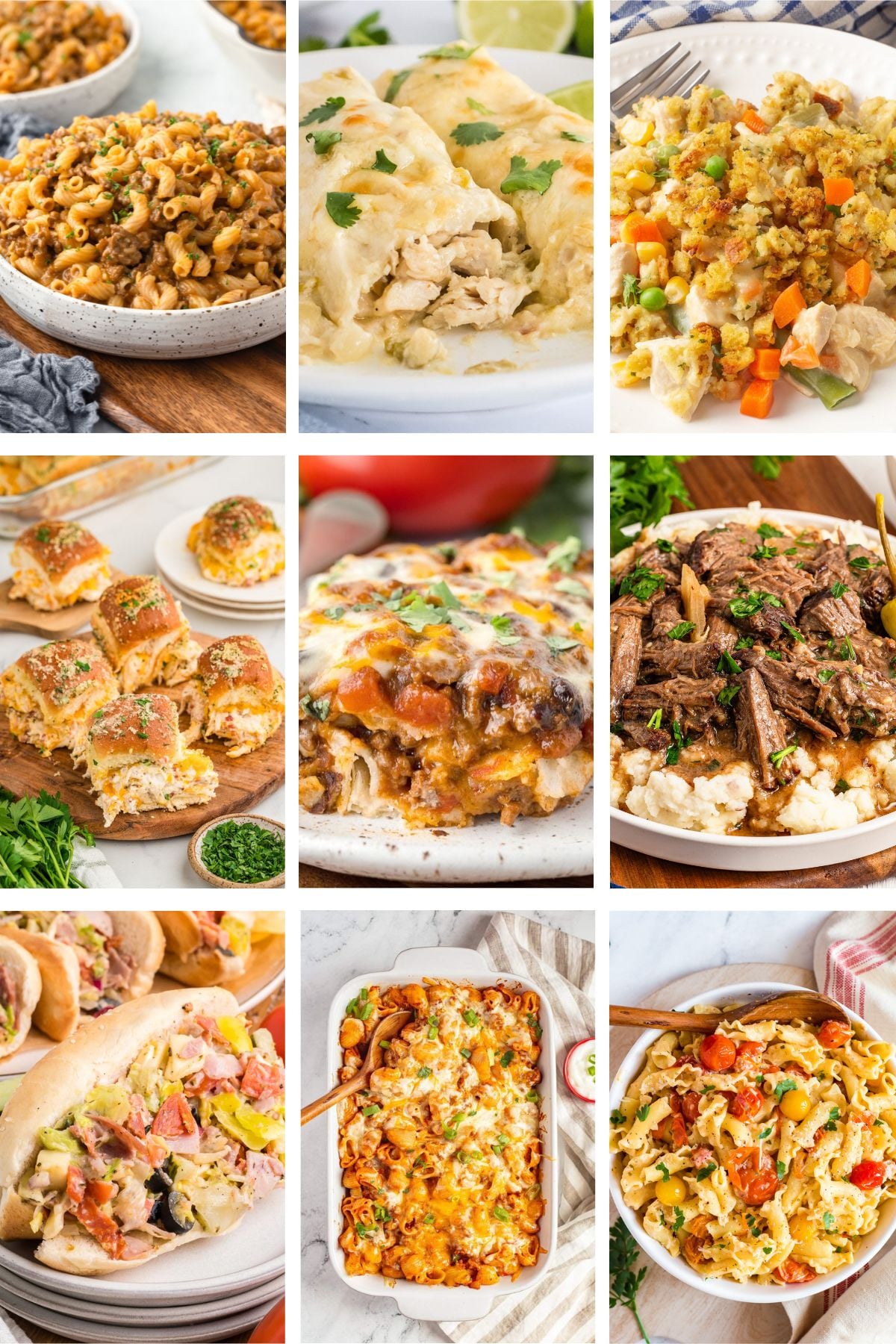 Photo collage with 9 easy dinners.