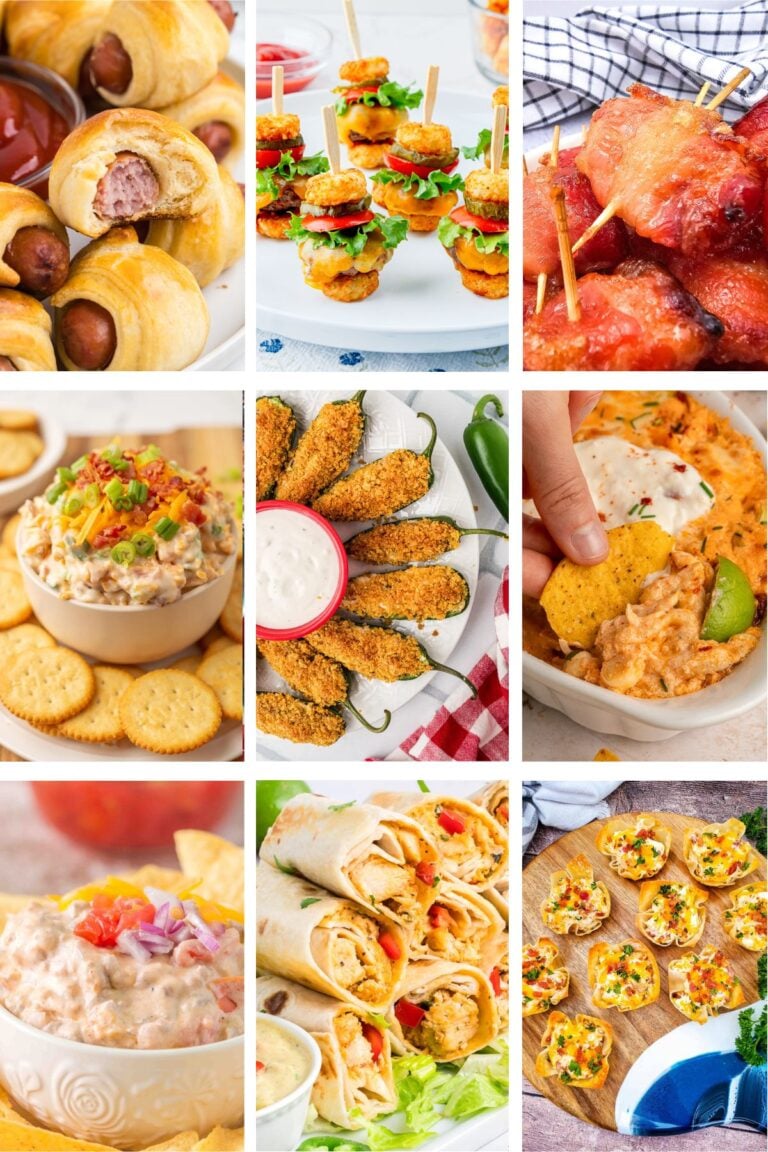 Finger food appetizers for a party photo collage.